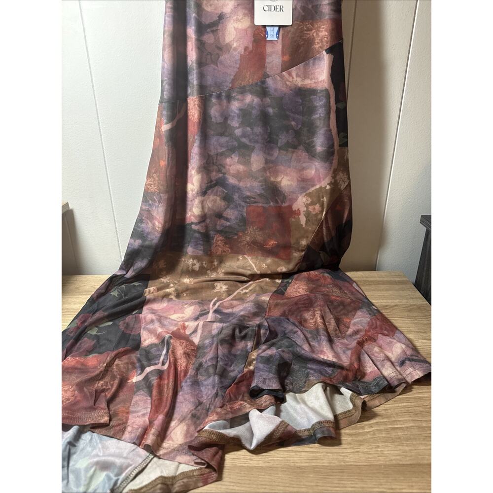 Cider XL Floral Satin Slip Dress Maxi Lingerie Nightgown Elegant New OO - Picture 5 of 6
